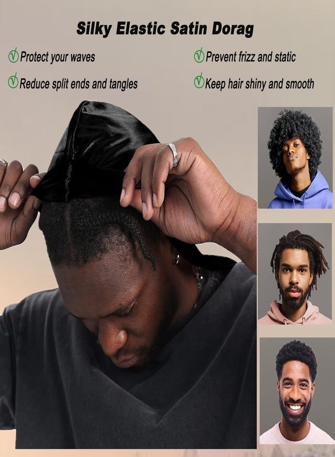 مجموعة من 3 قطع من أغطية الرأس الرجالية الحريرية، أغطية رأس قابلة للتهوية، مناسبة للضفائر، توفر حماية من الشمس، مناسبة لراكبي الدراجات النارية والهيب هوب. - Image 5